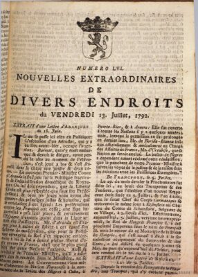 Nouvelles extraordinaires de divers endroits Freitag 13. Juli 1792