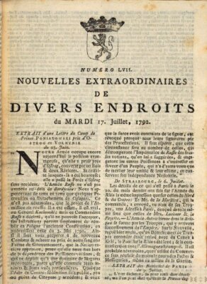 Nouvelles extraordinaires de divers endroits Dienstag 17. Juli 1792