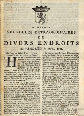 Nouvelles extraordinaires de divers endroits Freitag 3. August 1792