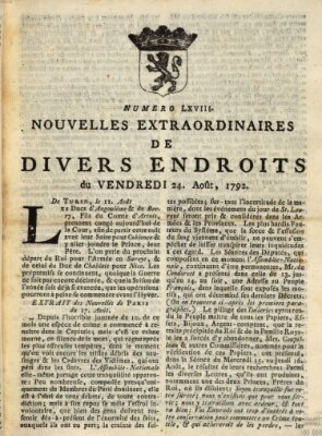 Nouvelles extraordinaires de divers endroits Freitag 24. August 1792