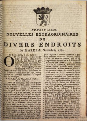 Nouvelles extraordinaires de divers endroits Dienstag 6. November 1792