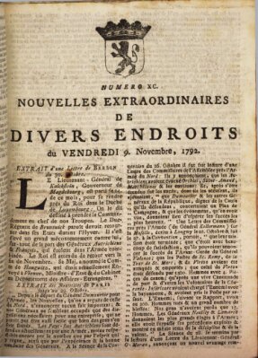 Nouvelles extraordinaires de divers endroits Freitag 9. November 1792