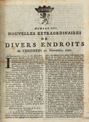 Nouvelles extraordinaires de divers endroits Freitag 30. November 1792