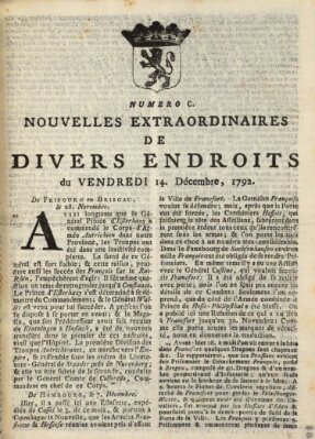 Nouvelles extraordinaires de divers endroits Freitag 14. Dezember 1792