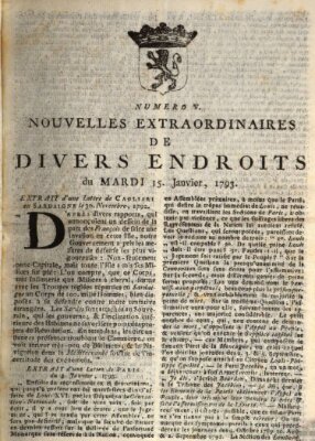 Nouvelles extraordinaires de divers endroits Dienstag 15. Januar 1793