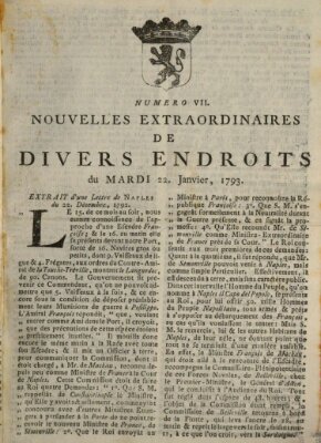 Nouvelles extraordinaires de divers endroits Dienstag 22. Januar 1793