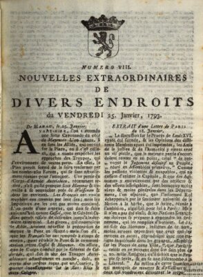 Nouvelles extraordinaires de divers endroits Freitag 25. Januar 1793