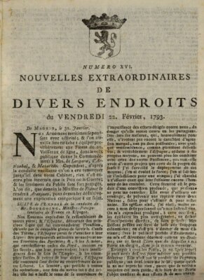 Nouvelles extraordinaires de divers endroits Freitag 22. Februar 1793