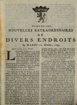 Nouvelles extraordinaires de divers endroits Dienstag 26. Februar 1793