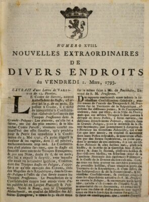 Nouvelles extraordinaires de divers endroits Freitag 1. März 1793