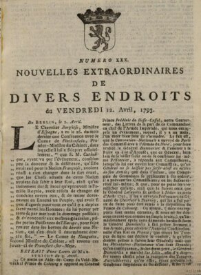 Nouvelles extraordinaires de divers endroits Freitag 12. April 1793