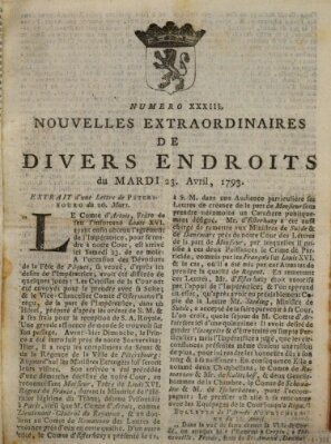 Nouvelles extraordinaires de divers endroits Dienstag 23. April 1793