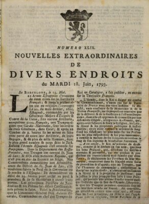 Nouvelles extraordinaires de divers endroits Dienstag 18. Juni 1793