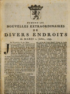 Nouvelles extraordinaires de divers endroits Dienstag 2. Juli 1793