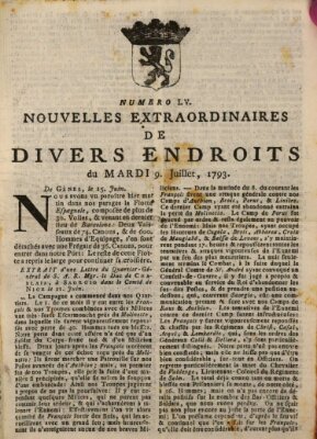 Nouvelles extraordinaires de divers endroits Dienstag 9. Juli 1793