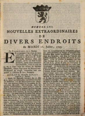 Nouvelles extraordinaires de divers endroits Dienstag 16. Juli 1793