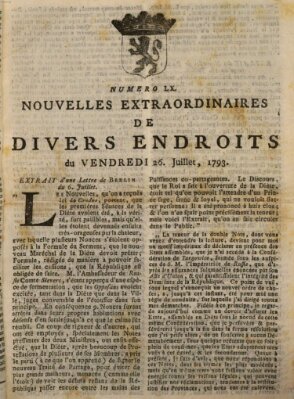 Nouvelles extraordinaires de divers endroits Freitag 26. Juli 1793