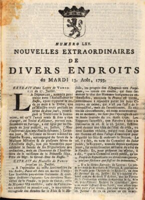 Nouvelles extraordinaires de divers endroits Dienstag 13. August 1793