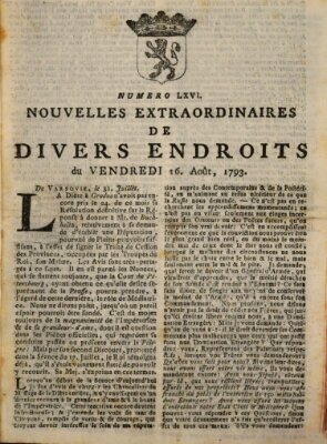 Nouvelles extraordinaires de divers endroits Freitag 16. August 1793