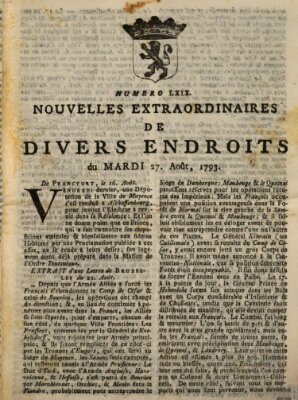 Nouvelles extraordinaires de divers endroits Dienstag 27. August 1793