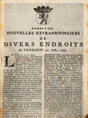 Nouvelles extraordinaires de divers endroits Freitag 30. August 1793