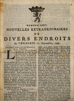 Nouvelles extraordinaires de divers endroits Freitag 20. September 1793