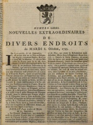 Nouvelles extraordinaires de divers endroits Dienstag 8. Oktober 1793