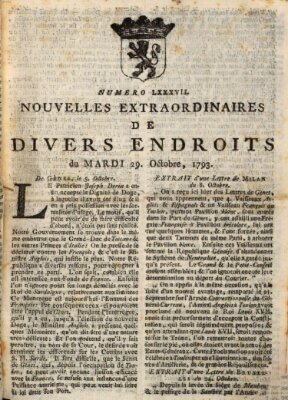 Nouvelles extraordinaires de divers endroits Dienstag 29. Oktober 1793