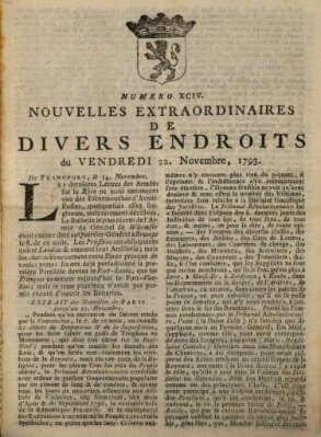 Nouvelles extraordinaires de divers endroits Freitag 22. November 1793