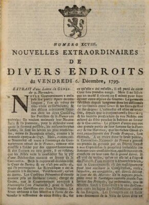 Nouvelles extraordinaires de divers endroits Freitag 6. Dezember 1793