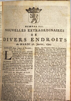 Nouvelles extraordinaires de divers endroits Dienstag 28. Januar 1794