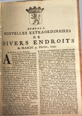 Nouvelles extraordinaires de divers endroits Dienstag 4. Februar 1794