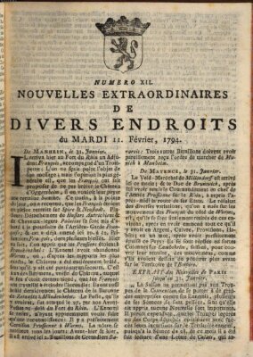 Nouvelles extraordinaires de divers endroits Dienstag 11. Februar 1794