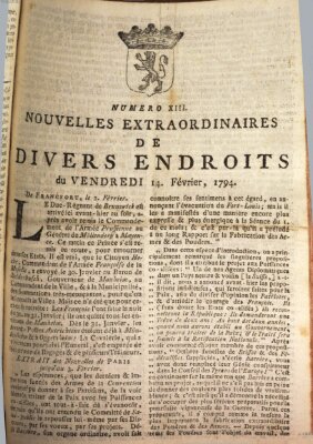 Nouvelles extraordinaires de divers endroits Freitag 14. Februar 1794