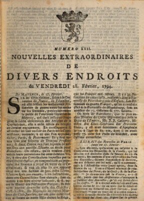 Nouvelles extraordinaires de divers endroits Freitag 28. Februar 1794