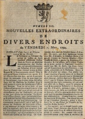 Nouvelles extraordinaires de divers endroits Freitag 7. März 1794