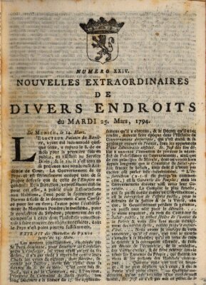 Nouvelles extraordinaires de divers endroits Dienstag 25. März 1794