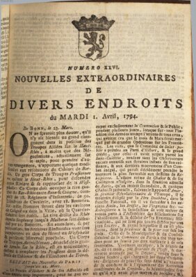 Nouvelles extraordinaires de divers endroits Dienstag 1. April 1794