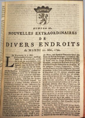 Nouvelles extraordinaires de divers endroits Dienstag 20. Mai 1794