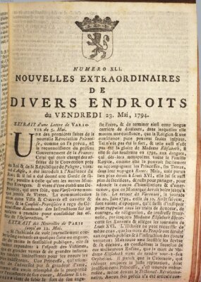 Nouvelles extraordinaires de divers endroits Freitag 23. Mai 1794