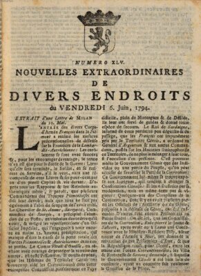 Nouvelles extraordinaires de divers endroits Freitag 6. Juni 1794