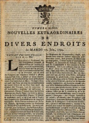 Nouvelles extraordinaires de divers endroits Dienstag 17. Juni 1794