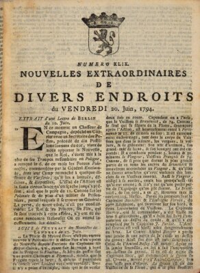 Nouvelles extraordinaires de divers endroits Freitag 20. Juni 1794