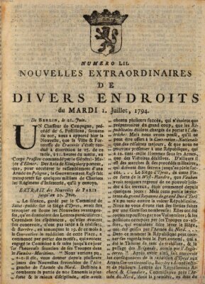 Nouvelles extraordinaires de divers endroits Dienstag 1. Juli 1794