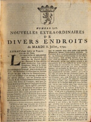 Nouvelles extraordinaires de divers endroits Dienstag 8. Juli 1794