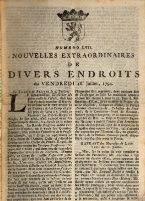 Nouvelles extraordinaires de divers endroits Freitag 18. Juli 1794