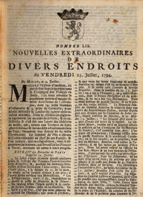 Nouvelles extraordinaires de divers endroits Freitag 25. Juli 1794