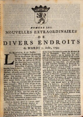 Nouvelles extraordinaires de divers endroits Dienstag 5. August 1794