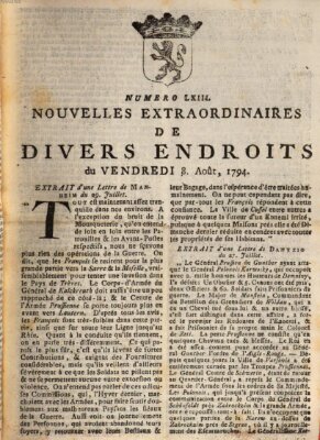 Nouvelles extraordinaires de divers endroits Freitag 8. August 1794