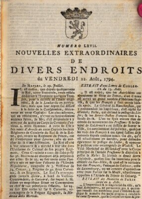 Nouvelles extraordinaires de divers endroits Freitag 22. August 1794